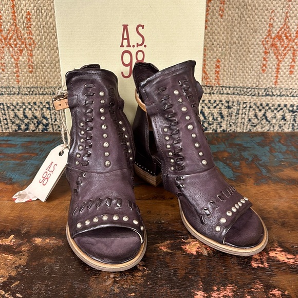 A.S.98 Shoes As98 Fair Winds Sandals In Plum Leather New In Box